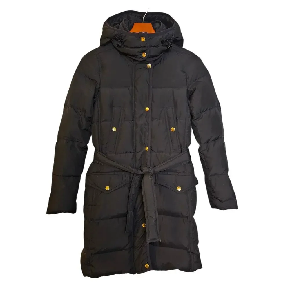 J. Crew Black Wintress Down Filled Winter Puffer Coat with Hood